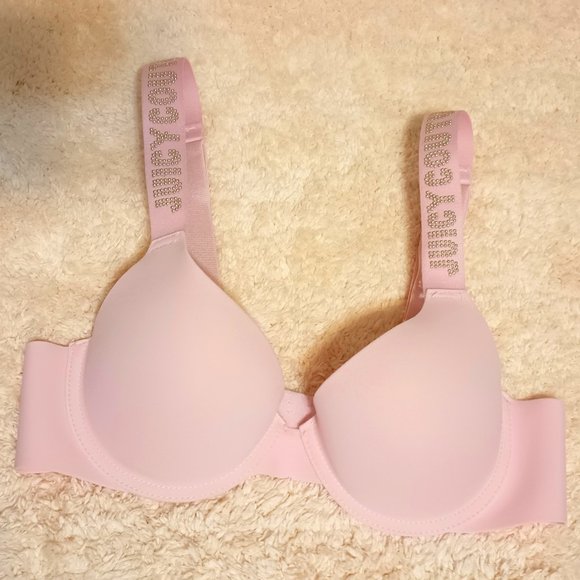 EUC ~Juicy Couture Pink Push-Up Bra w/ Rhinestone Logo on Its Wide Straps (34B) - Picture 1 of 6